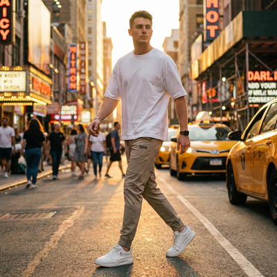 Calças cargo confortáveis e funcionais com múltiplos compartimentos 